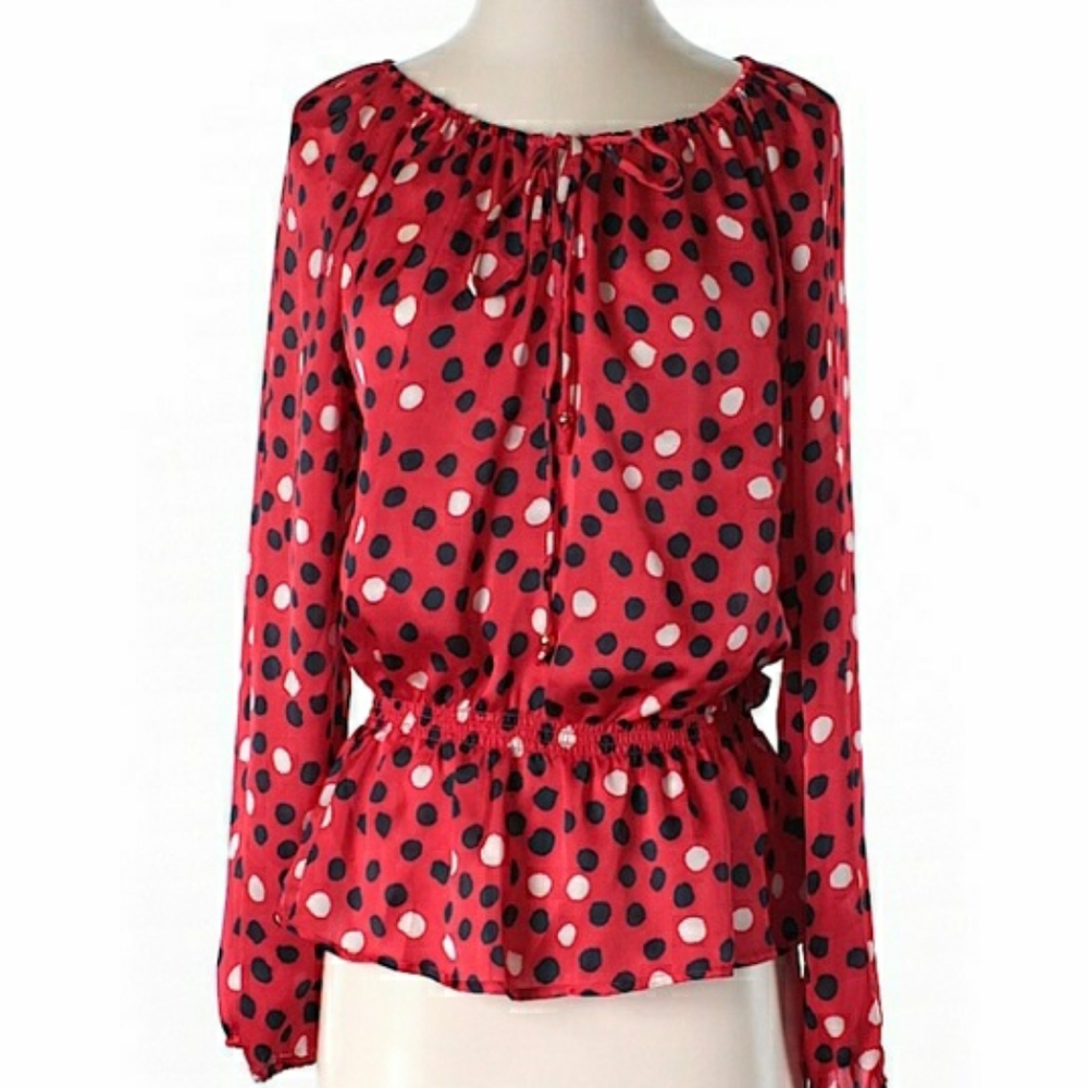 ELLEN TRACY Red Polka Dot Ellen Tracy Blouse